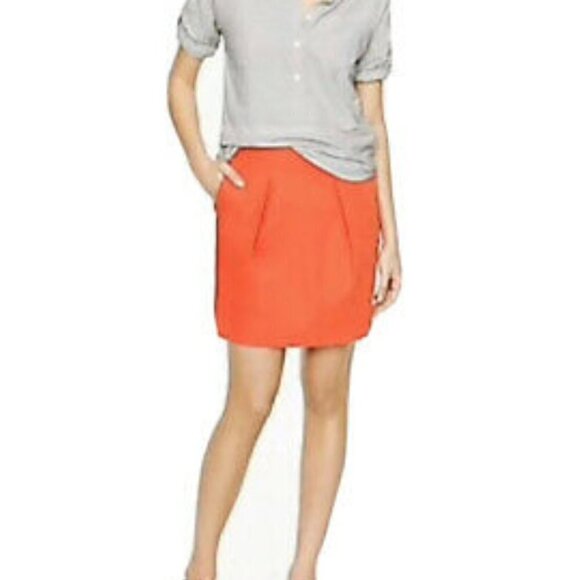 J. Crew 100% Cotton Coral Pleated Skirt Sz 4 - Picture 2 of 7
